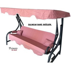 Resim 3 Kişilik Salıncak Minder Seti Süngerli Kılıfı Gül Kurusu Bahçe (547462453) 