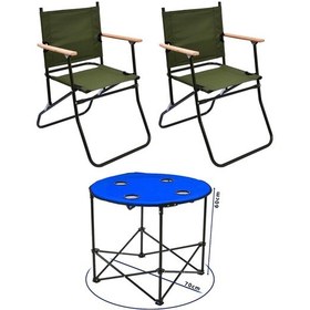 Resim 2 Adet 120 Kg Kapasiteli Katlanır Kamp Sandalyesi Ve Yuvarlak Kamp Masası-2-m-y Çok Renkli 