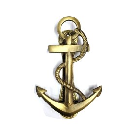 Resim Aesco Eco Lounge Antika Tarz Dekoratif Pirinç Halatlı, Çapa, Denizci, Gemici Kapı Tokmağı, Taktak - 170X60MM, Sarı 