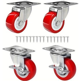Resim Dashanshop 4 Adet Döner Frenli Ve Dönersiz Yumuşak Kauçuk Tekerlekli Universal Döner Caster Seti 