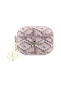 Resim Apple Uyumlu AirPods Pro 2 Kılıf Guess Lisanslı G Cube Desenli 4g Süs Zincirli Pembe 