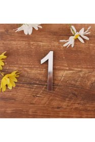 Resim zafrakreklam Daire Numarası 1 mm Gümüş Ayna Pleksi Yapışkanlı Ölçü 9cm Numara - 1 bir 