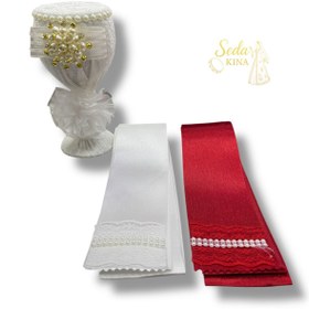 Resim COOL NİGHT 3 PARÇA TAKI KURDELASI VE İĞNELİK Düğün Nikah Takı İçin Kına Gecesi Söz Nişan Sünnet İğnedanlık 