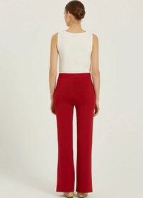 Resim Bordo Nervürlü Flare Kadın Pantolon - BORDO / S 