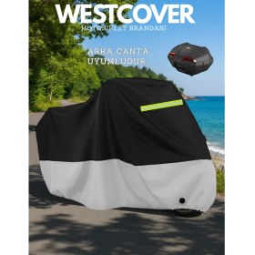 Resim WestCover Vespa Primavera 50 Touring Arka Çanta Uyumlu (Gri-Siyah Reflektörlü) 4 Mevsim Motosiklet Brandası Örtüsü 