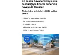 Resim Philips 109 M2 Kapsama Alanlı Wi-Fi Destekli Sessiz Hava Temizleyici Silentwings Teknolojisi Ile Havayı Virüslerden Akıllı Temizleyici +Hava Nemlendirici 