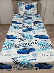 Resim Tek Kişilik Çocuk Nevresim Takımı Araba Mavi 