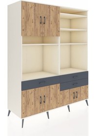 Resim Kronos Gardrop 10 Raflı 3 Çekmeceli 8 Kapaklı 176x59x221 Aytaşı-çam/antrasit Çam/antrasit 