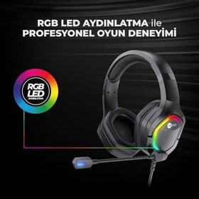 Resim Lecoo HT403 3.5mm Jack + USB Kablolu Kulak Üstü RGB Aydınlatmalı Gaming Kulaklık Siyah 
