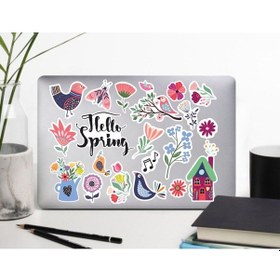 Resim Çiçek Bahar Temalı Sticker Seti Laptop Ajanda Pc Tablet Telefon Defter Etiket Bullet Journal Diğer 