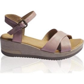 Resim Bueno Shoes Lastikli Deri Kadın Dolgutopuk Sandalet 9L3303 