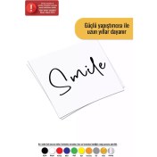 Resim Smile Yazısı Sticker Oto Motor Laptop Duvar Folyo Sticker 60 x 42 cm 