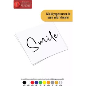 Resim Smile Yazısı Sticker Oto Motor Laptop Duvar Folyo Sticker 60 x 42 cm 