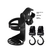 Resim Yunboo Siyah Tekli Su Flas Holderı + 2 Kanca Seti - 360 Derece Döner Bisiklet/bebek Arabası Fiyonk Tutucu - Çok Amaçlı Montajlı Aksesuar Çok Renkli 
