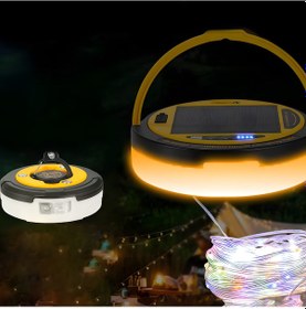 Resim İdragon D88-2 Güneş Enerjili Kamp Lambası Rgb Işıklı, 4500mah Powerbank, 10m Işık Dizisi, Type-c Sarı 