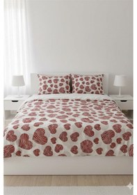 Resim More Home Tek Kişilik Yorgan Kılıfı + Yastık Kılıfı Kalp Desen Beyaz Kırmızı 