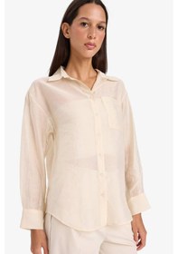 Resim DeFacto Oversize Geniş Kalıp Basic Düz Modal Uzun Kollu Gömlek E3866AX25SPBG354 