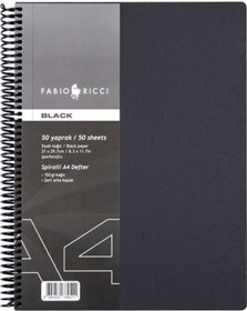 Resim Fabio Ricci Black Spiralli A4 50 Yp Çizim Defteri 