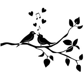 Resim Şarkı Söyleyen Kuşlar Sticker 10 X 7 Cm 