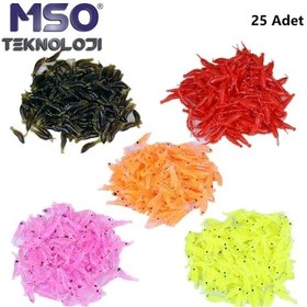 Resim MSO Olta Balıkçılık 25 Adet Mini Silikon Karides Yapay Yem 