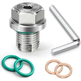 Resim M14.1-1.5 X 15mm Büyük Boy Piggyback Yağ Tahliye Tapası, Paslanmaz Çelik Kendinden Kılavuzlu Yağ Karteri Dişi Tamiri 