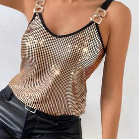 Resim Kadınlar İçin Kolsuz Halter Yaka Tank Top - Şık Düz Renk Esnek Kumaş, Makinede Yıkanabilir & Kuru Temizlenebilir, Her Mevsim Uygun, Günlük Şık Giyim, Zarif Dokuma, Doku Kumaş 