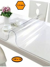 Resim MRT PLASTİK 1,2 mm PVC MASA ÖRTÜSÜ, ŞEFFAF MASA KAPLAMASI, 120x120 