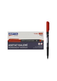 Resim Gıpta Permanent Asetat Kalemi Silgili S Uç 12 Adet Kırmızı F1542 Kırmızı 