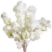 Resim Vkemall 5 Adet 1.1m Beyaz Plastik Gül Dalı - 4 Çatal 140 Yapraklı Nikah Ve Ev Dekorasyonu Simülasyon Gül Dalı Seti 