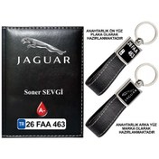 Resim Plakanıza Özel Jaguar Logolu Siyah Ruhsat Kabı Ve Anahtarlık 