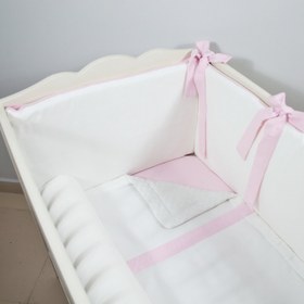 Resim Ekru - Pembe Bebek Uyku Seti - Düz Bumper / 70x140 