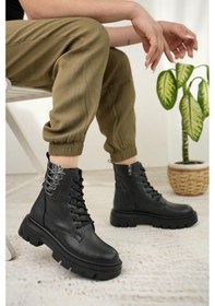 Resim Nesil Shoes Fncy 206 Siyah Fermuarlı Kadın Bot-siyah Siyah 