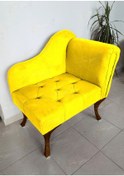 Resim Yeni Model Ters Kol Tekli Köşe Koltuğu Josefin Bench Ceviz Ayak Sarı 