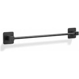 Resim Siyah Uzun Havluluk Duvara Monte Yapışkanlı Metal Havlu Askısı 42 Cm, Mat Siyah Banyo Aksesuarı 