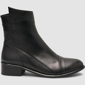 Resim Cabani %100 Hakiki Deri Siyah Asimetrik Kadın Günlük Bot Siyah 