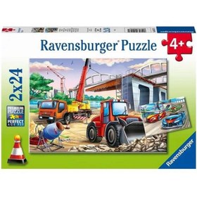 Resim Ravensburger 2x24 Parça Puzzle Kepçe ve Arabalar 051571 