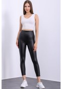 Resim Pucka Fashion Içi Kadife Yüksek Bel Toparlayıcı Deri Taytsiyahxl Siyah 
