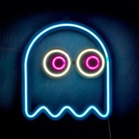 Resim Pacman Ghost 3d Baskı Neon Led Buz Mavisi 