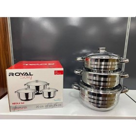 Resim Royal Middle Çelik Tencere Seti 20 + 22 + 24 Cm Çelik 