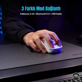 Resim Ajazz AJ199 Karbon Fiber 3 Modlu Ultra Hafif 24.000 Dpı, Oyuncu Mouse PAW3311 SENSÖR-500 Mah Batarya 
