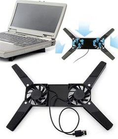 Resim Mobee Ultra Küçük Katlanabilir Dizüstü Bilgisayar Soğutucu, Şık Tasarım, 2 Fan, USB Bağlantılı, Siyah Plastik Ayaklar 