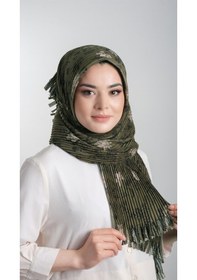 Resim Hürrem Bone Haki Pratik Hazır Geçmeli Tesettür Eşarp Kesik Elyaf Piliseli Çiç (553630012) Haki 