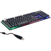 Resim Modafiks Hello HL-18744 Usb Kablolu Metal Kasa Mekanik Hisli RGB Işıklı Oyuncu Gaming Klavye 