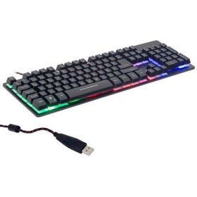 Resim Modafiks Hello HL-18744 Usb Kablolu Metal Kasa Mekanik Hisli RGB Işıklı Oyuncu Gaming Klavye 
