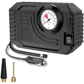 Resim Chuangyinshop 1pc 12v Dc Araba Motor Bisiklet Için Led Işıklı Şarjlı Tifonkompresör Siyah 