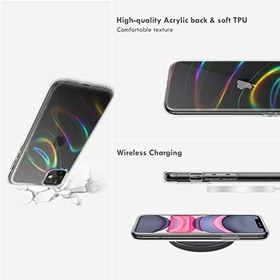 Resim XIZYO iPhone 11 ile Uyumlu Şeffaf Kılıf, [Temperli Cam Ekran Koruyucu] Renkli Lazer Gökkuşağı Renkli Darbeye Dayanıklı Koruyucu Kılıf, 6,1 inç için, Beyaz 
