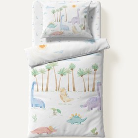 Resim Dino %100 Organik Pamuk Tek Kişilik Çocuk Nevresim Takımı 120 x 200 cm 