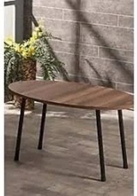 Resim Uslucan Alışveriş Orta Sehpa Elips Metal Ayak Ceviz Çok Renkli 
