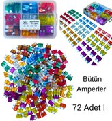 Resim Atx Oto Bıçak Sigorta Seti Bütün Amperler Kutulu 72 Adet ( 8’li ) 