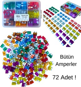 Resim Atx Oto Bıçak Sigorta Seti Bütün Amperler Kutulu 72 Adet ( 8’li ) 